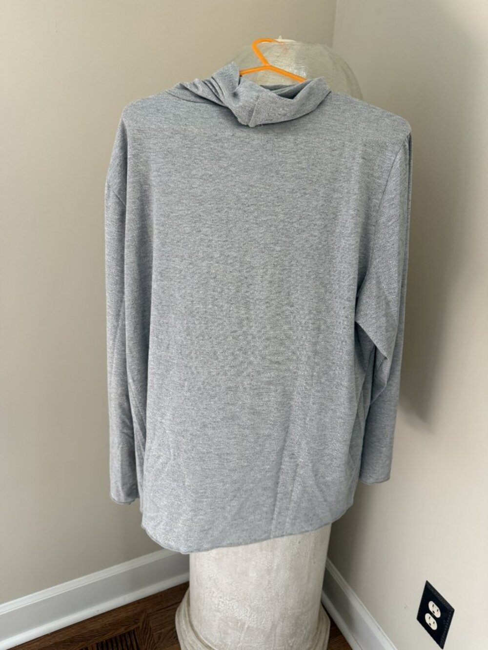 Ladies metallic silver turtleneck top